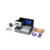 Agag automated cone pro-roll machine displayed with full accessory kit including grinder, rolling papers, and finished cones