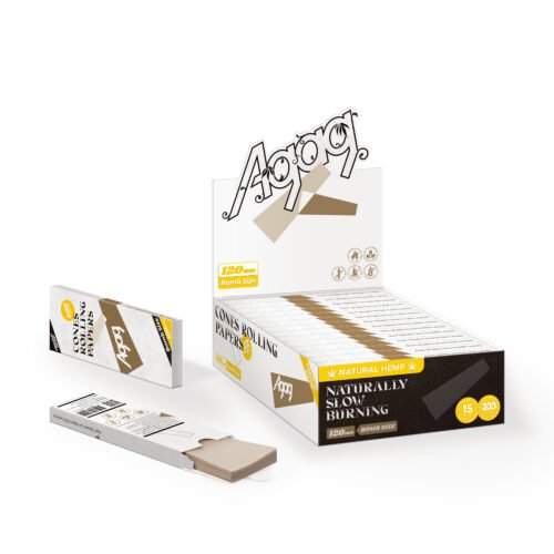 15Packs_Hemp_Rolling_Papers_Bomb_Size AGAG 120mm cone rolling papers bomb size box made from natural hemp