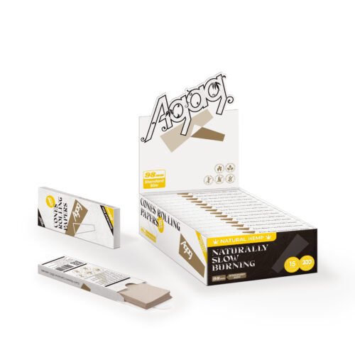 15Packs_Hemp_Rolling_Papers _Standard_Size AGAG natural hemp cone rolling papers for pre-roll filling and cone making