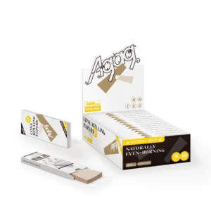 Agag natural hemp rolling papers display box containing 15 packs of 109mm king size organic papers
