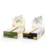 agag-140mm-rolling-papers-comparison-hemp-vs-wood-pulp Comparison of Agag 140mm party size rolling papers series: natural hemp rolling papers (white) versus classic wood pulp (green)