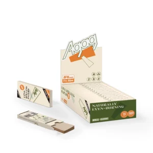 Agag classic wood pulp rolling paper display box containing 15 packs of 84mm 1 1/4 size unbleached papers