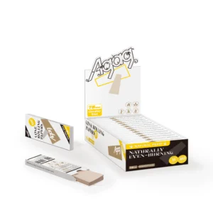 Agag natural hemp rolling paper display box containing 15 packs of 78mm Gordito size organic papers