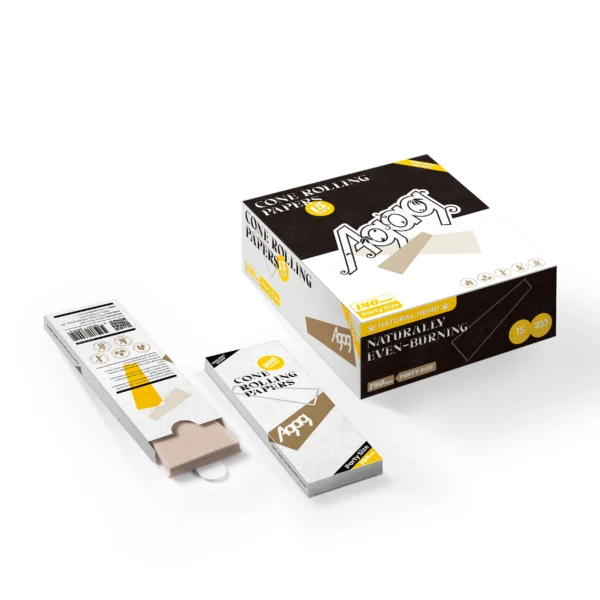 agag-organic-hemp-rolling-papers-pack-party-size Single pack of Agag 140mm hemp rolling papers showing white packaging and slow-burning natural hemp materials