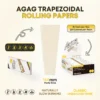 agag-trapezoidal-hemp-rolling-papers-features-140mm-party-size Infographic of Agag 140mm hemp rolling papers showing trapezoidal cone shape and naturally slow-burning organic features