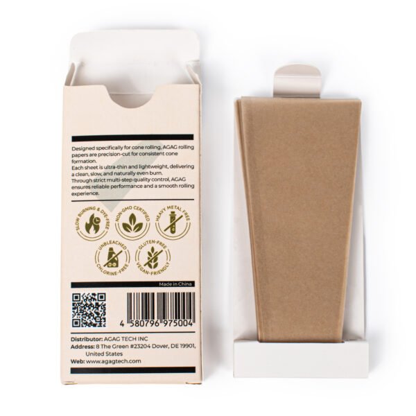 Single pack of Agag 84mm wood pulp rolling paper showing natural brown texture and easy-dispensing packaging