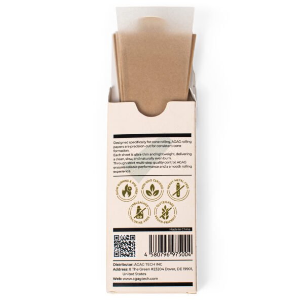 Single pack of Agag 84mm wood pulp rolling paper showing natural brown texture and easy-dispensing packaging