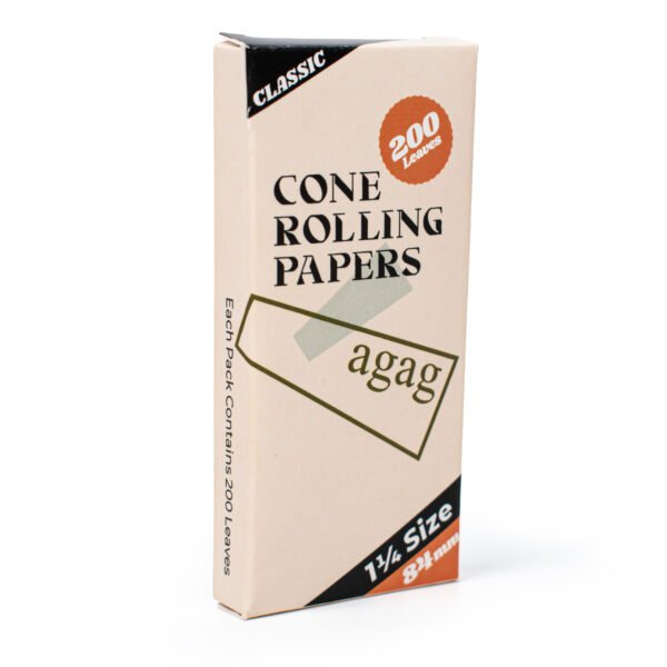 Single pack of Agag 84mm wood pulp rolling paper showing natural brown texture and easy-dispensing packaging